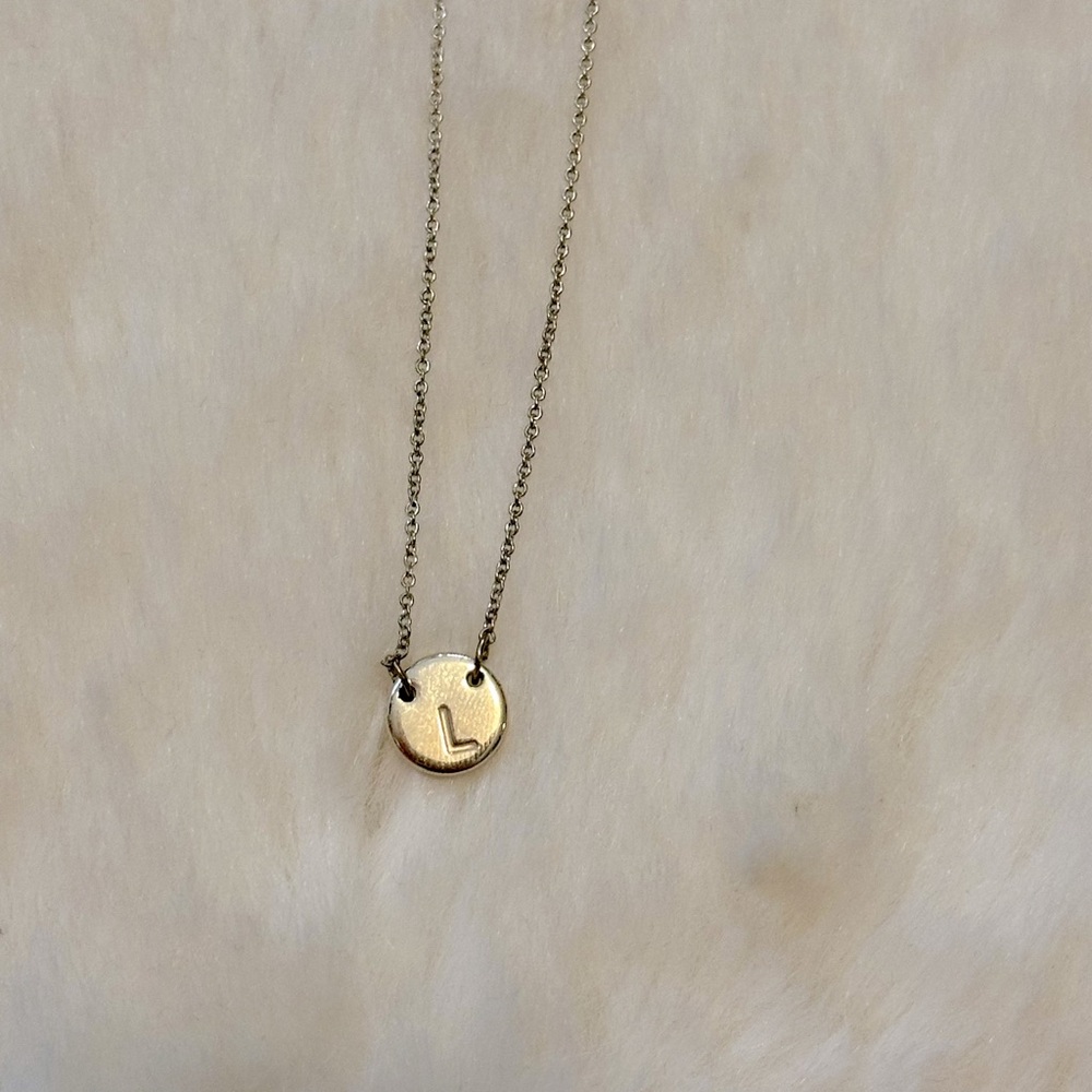 Tiny Silver Circle Necklace With Initial